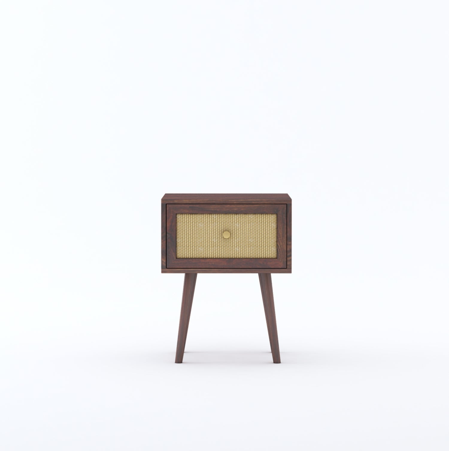 Syrus Solid Sheesham Wood One Drawer Bedside Cane - 3 Years Warranty