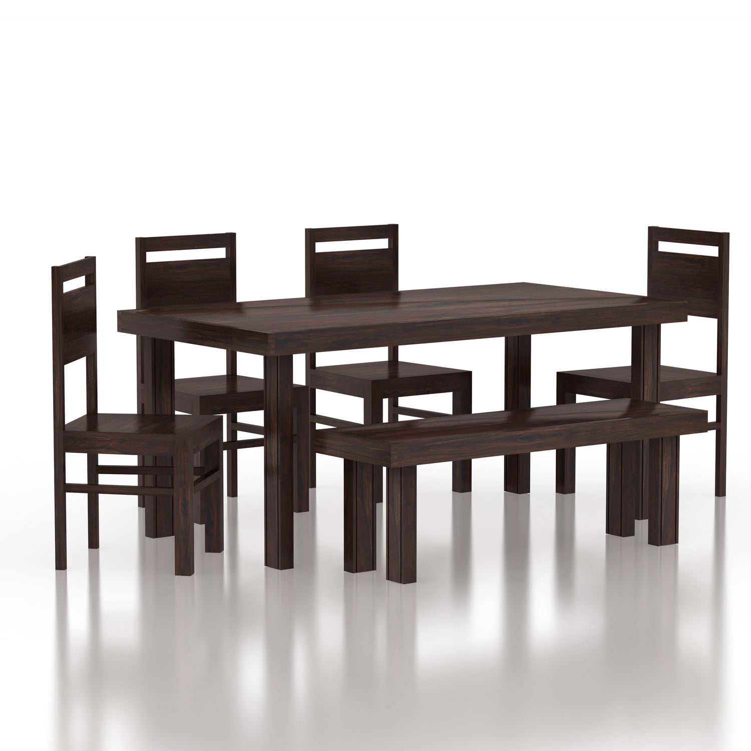 Jaipur Solid Sheesham Wood 6 Seater Dining Table Set - 3 Years Warranty