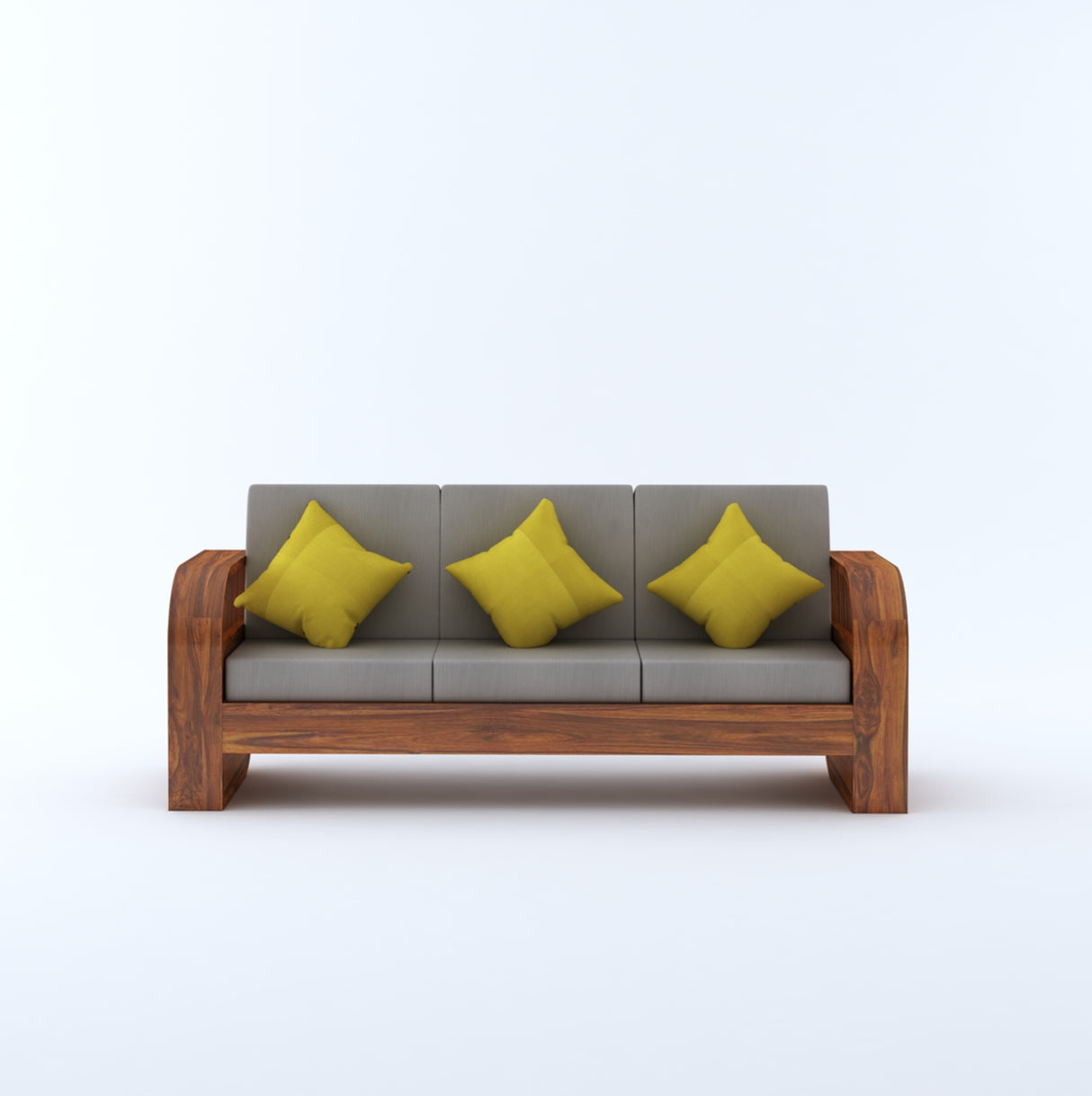 Crew Solid Sheesham Wood 3 Seater Sofa With Side Pocket - 3 Years Warranty
