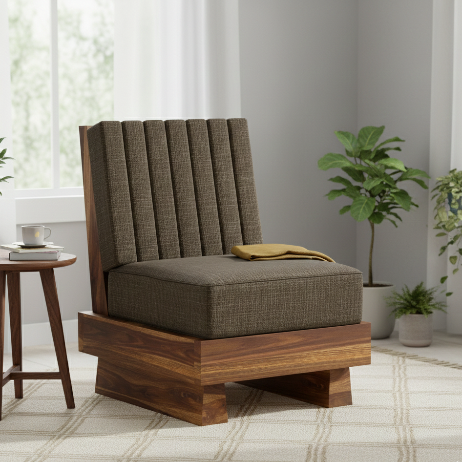 RONNY Solid Sheesham Wood Single Seater Sofa - 3 Year Warranty (LUXE EDITION)