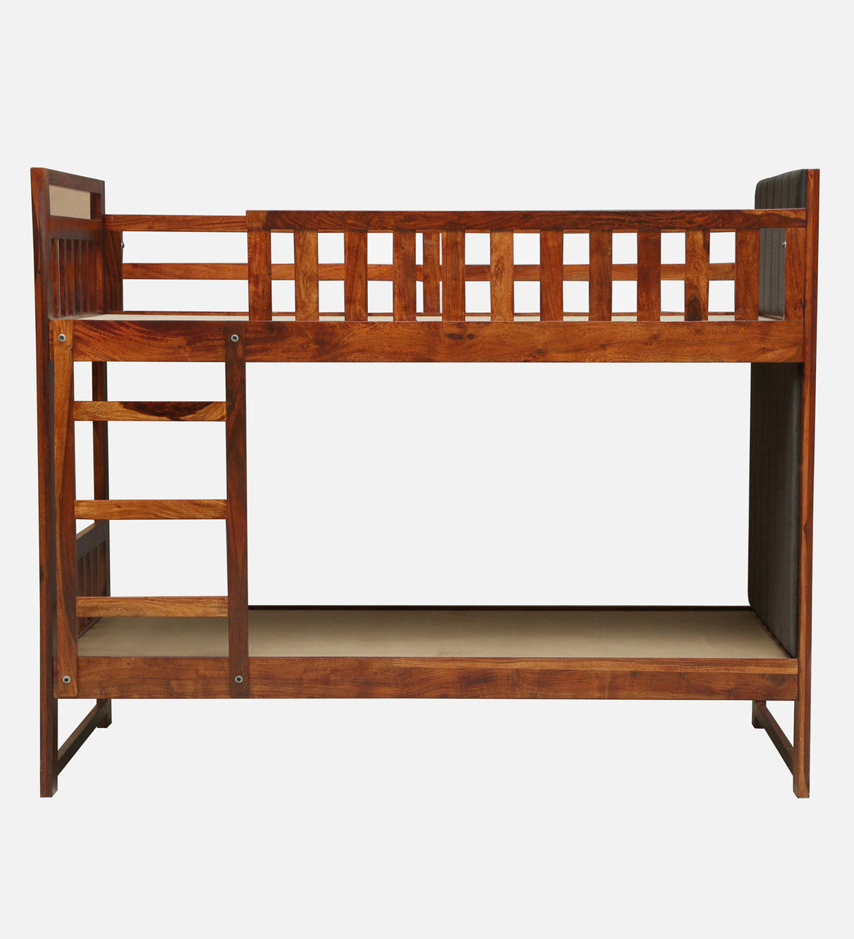 Swift Solid Sheesham Wood Bunk Bed Without Storage and Upholstered Headboard - 3 years Warranty