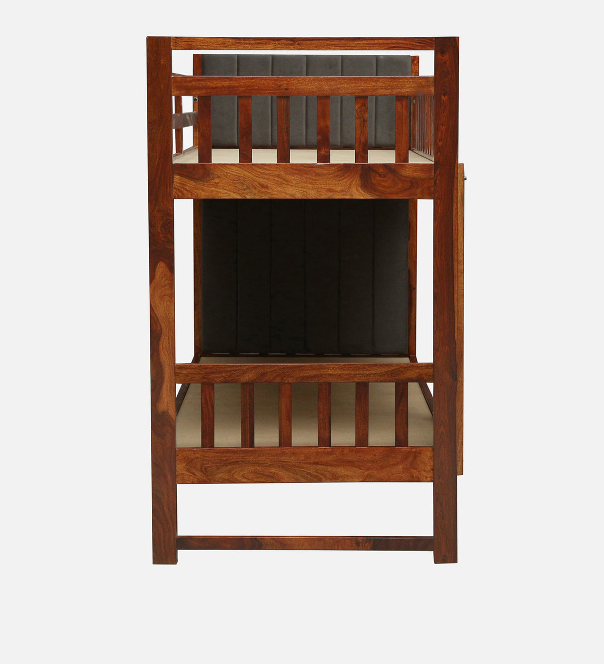 Swift Solid Sheesham Wood Bunk Bed Without Storage and Upholstered Headboard - 3 years Warranty