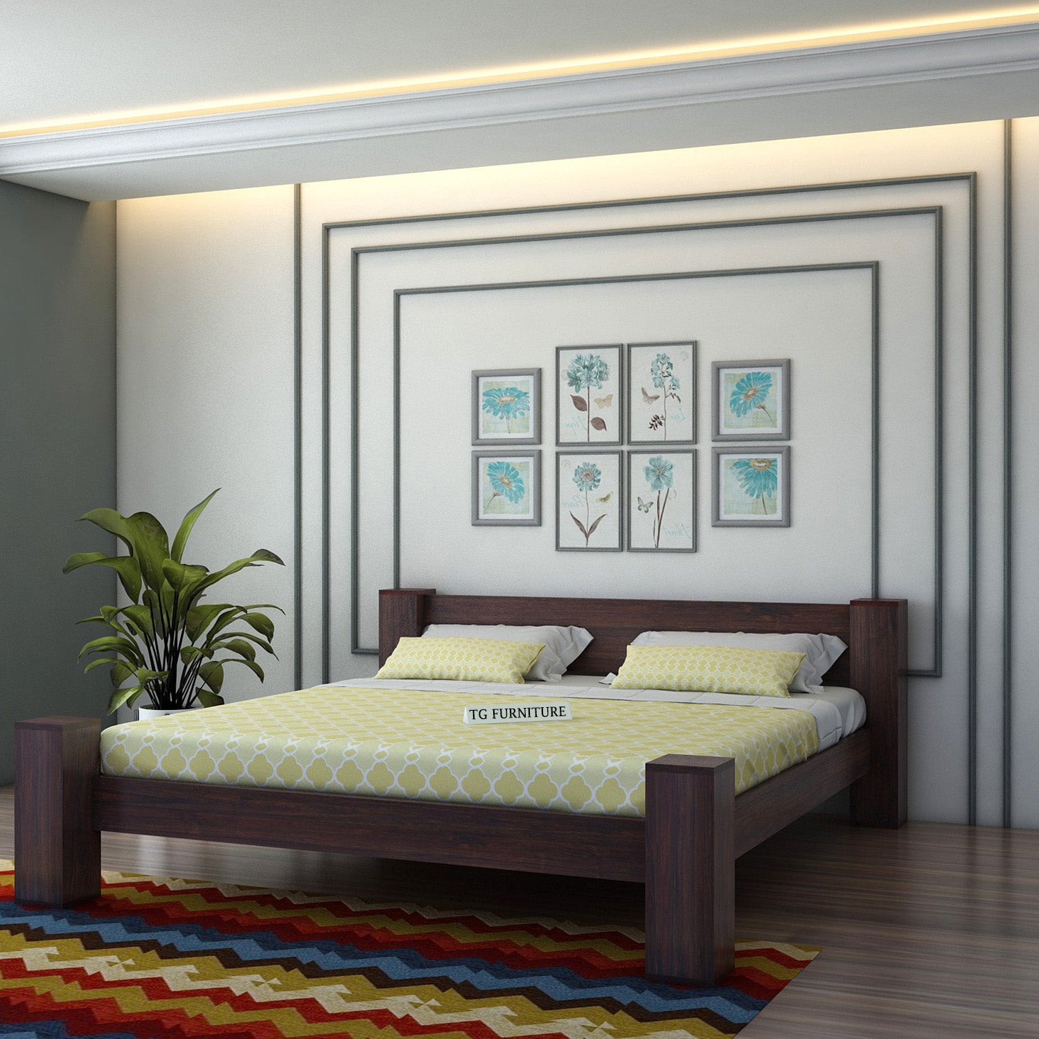 BOLT Solid Sheesham Wood Bed Without Storage - 3 Years Warranty