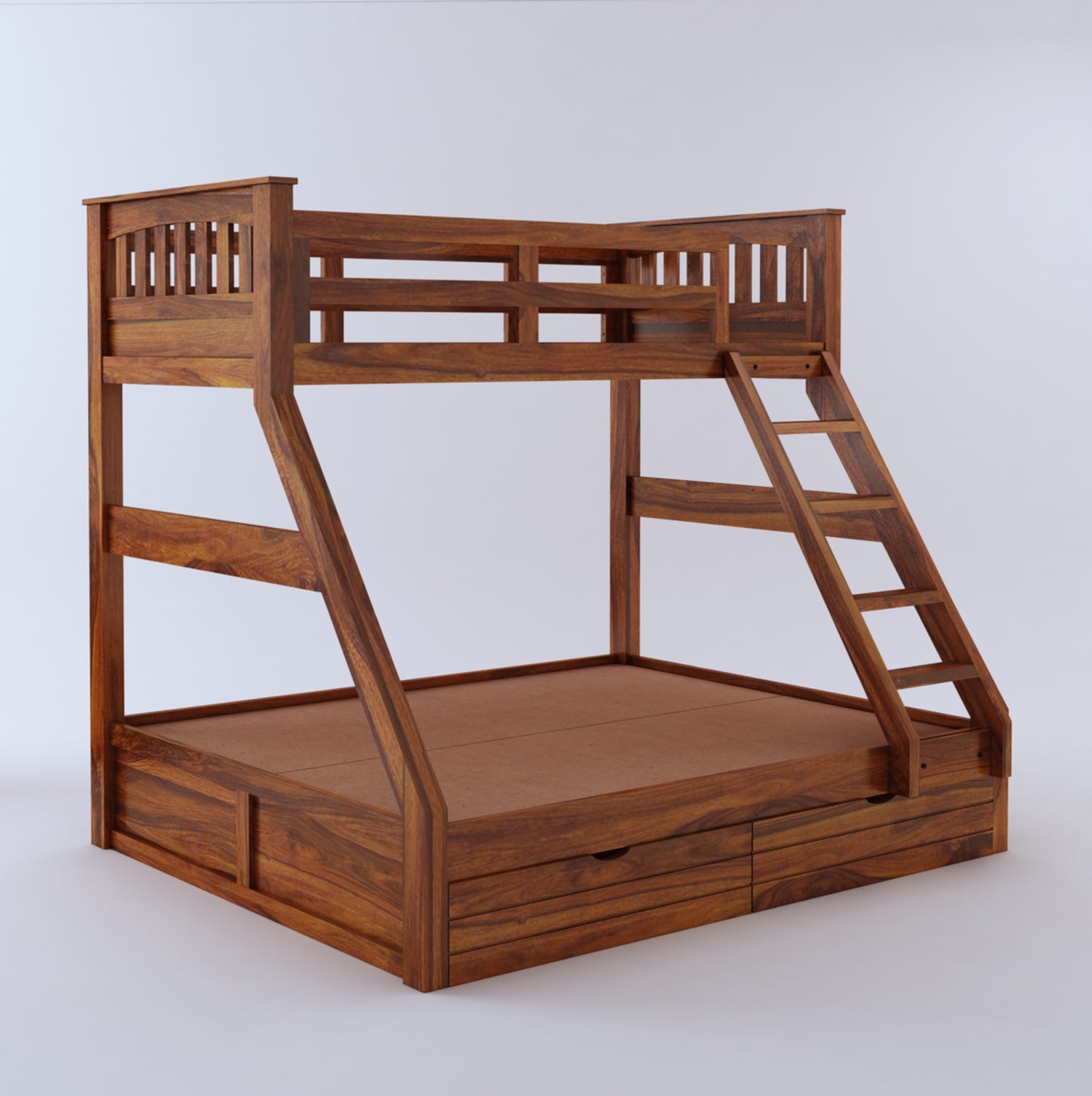 RIO Solid Sheesham Bunk Bed With Drawer Storage - 3 Years Warranty