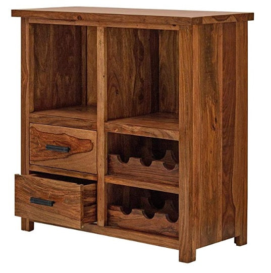 Jaipur Solid Sheesham Wood Wine Display Unit - 3 Years Warranty
