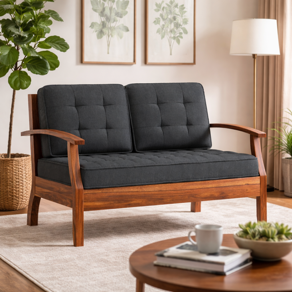RAYON Solid Sheesham Wood 2 Seater Sofa - 3 Year Warranty (LUXE EDITION)