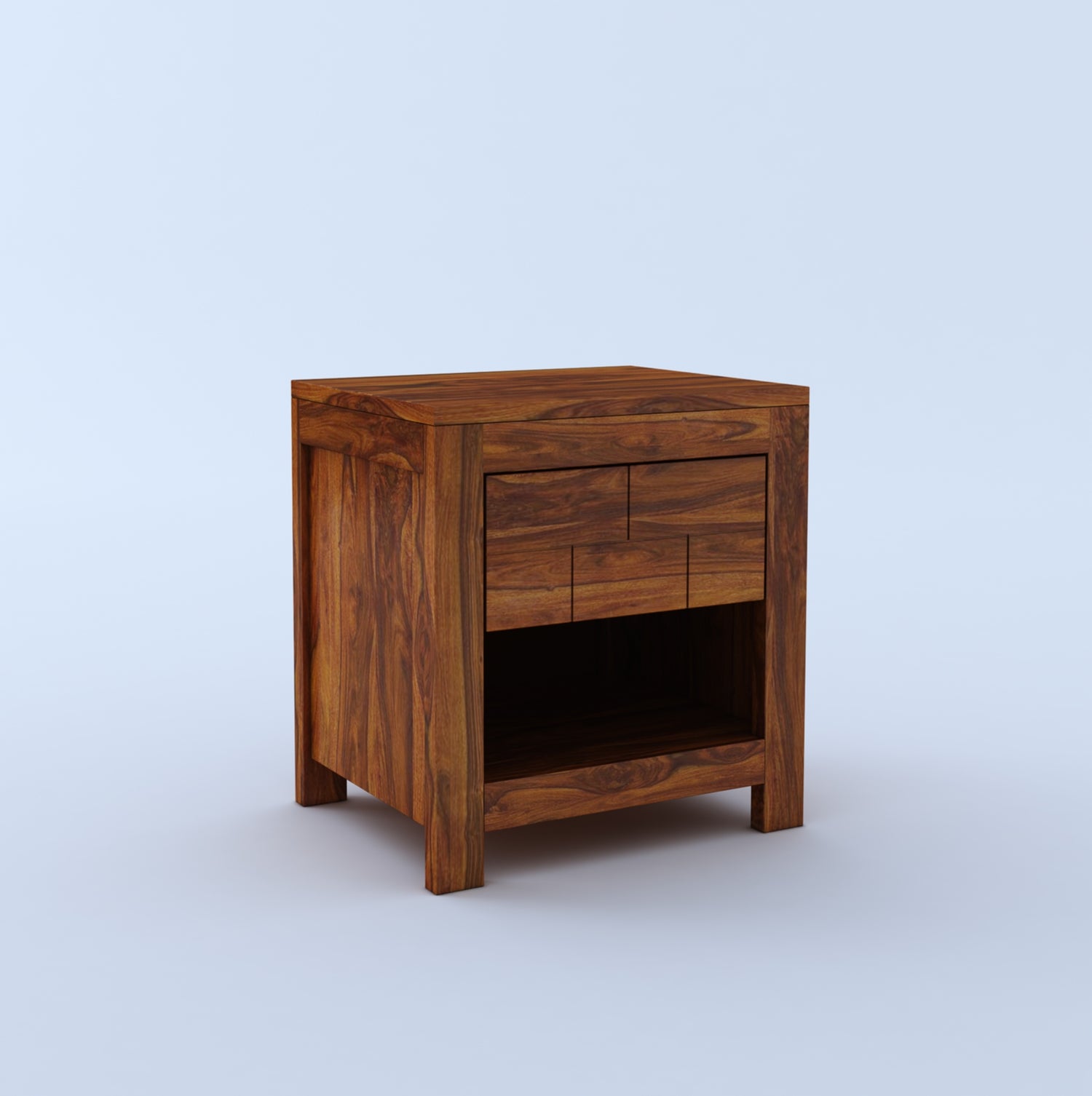 Italian Solid Sheesham Wood Bedside With One Drawer Storage - 3 Years Warranty