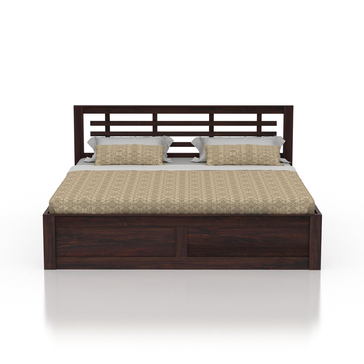 Lyon Solid Sheesham Wood Bed With Box Storage -  3 Years Warranty