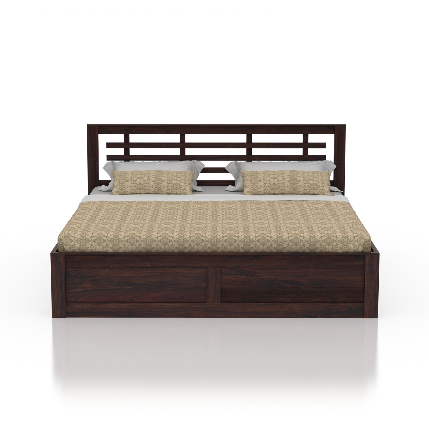 Lyon Solid Sheesham Wood Bed With Box Storage -  3 Years Warranty