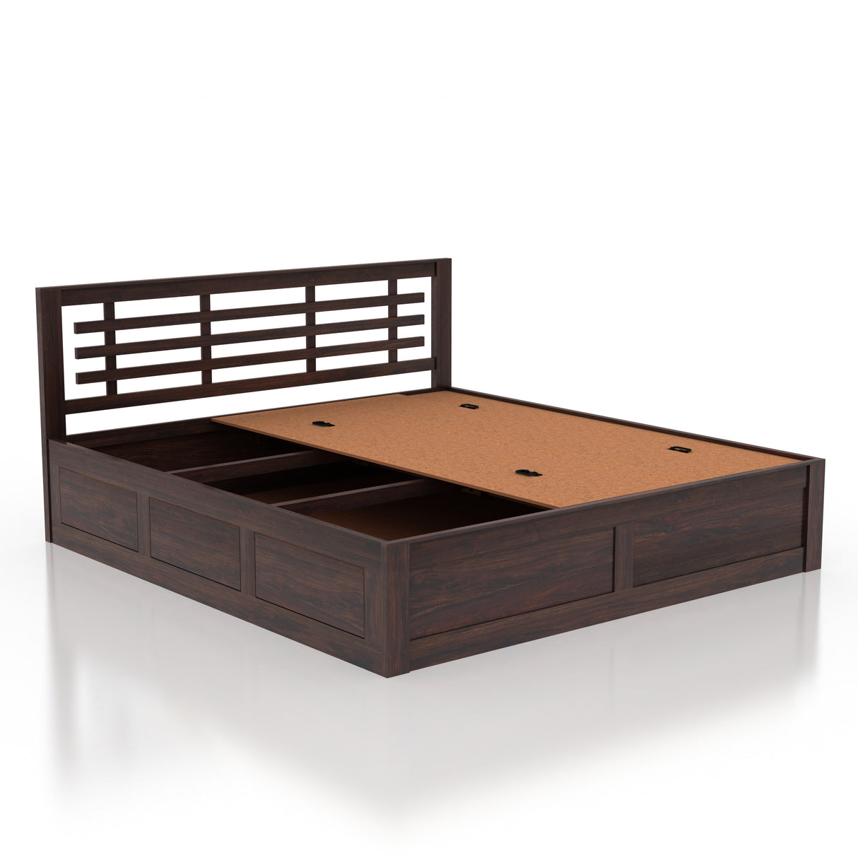 Lyon Solid Sheesham Wood Bed With Box Storage -  3 Years Warranty