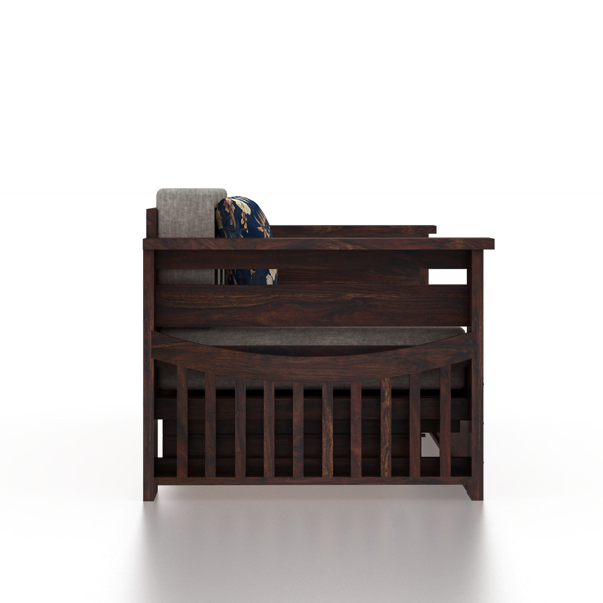 OSLO Solid Sheesham Wood 3 Seater Sofa Cum Bed With Headboard and Mini Storage - 3 Years Warranty