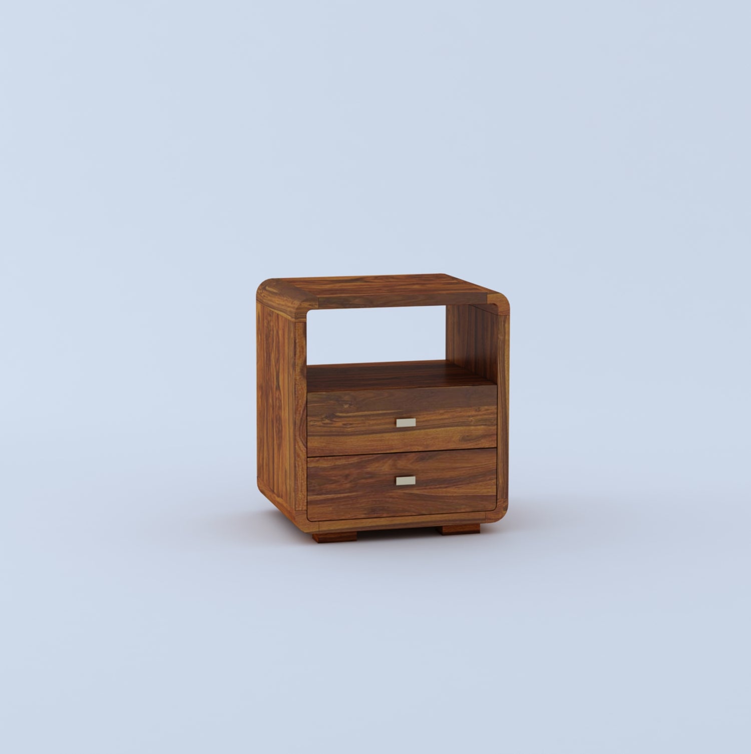 Mega Solid Sheesham Wood Bedside Table With Two Drawer Storage - 3 Years Warranty