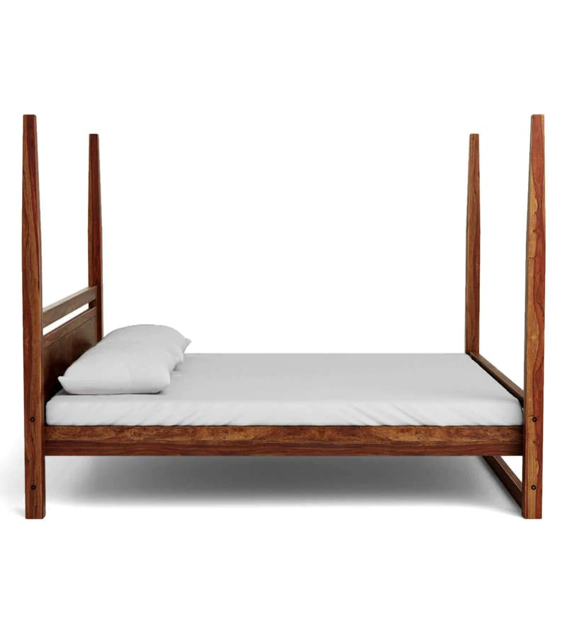 Italian Solid Sheesham Wood Poster Bed Without Storage - 3 Years Warranty