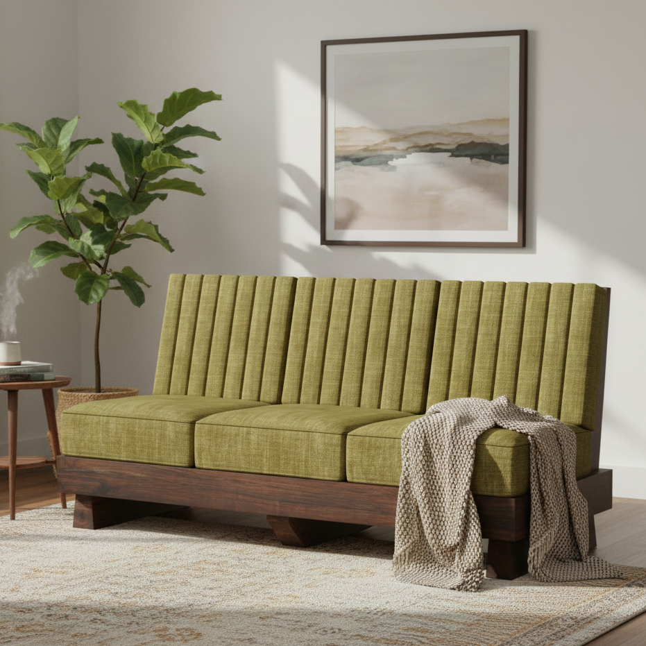 RONNY Solid Sheesham Wood 3 Seater Sofa - 3 Year Warranty (LUXE EDITION)