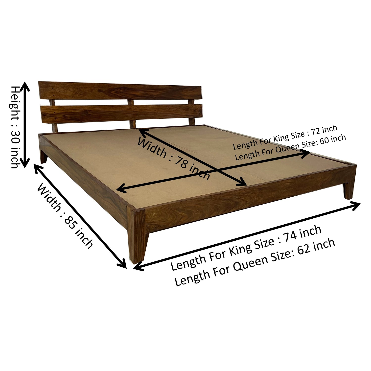 Spiky Solid Sheesham Wood Bed - 3 Years Warranty