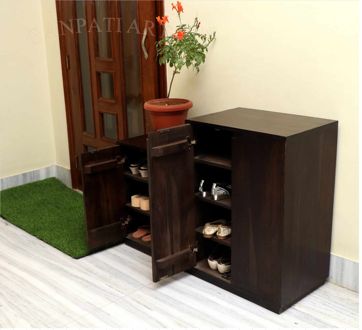 Italian Solid Sheesham Wood Shoe rack - 3 Years Warranty