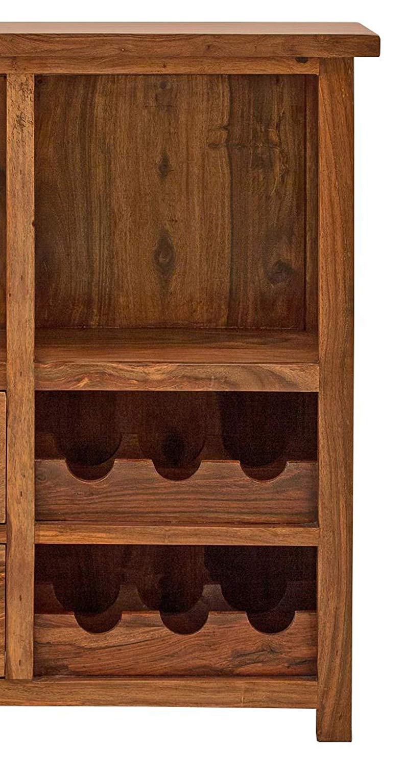 Jaipur Solid Sheesham Wood Wine Display Unit - 3 Years Warranty