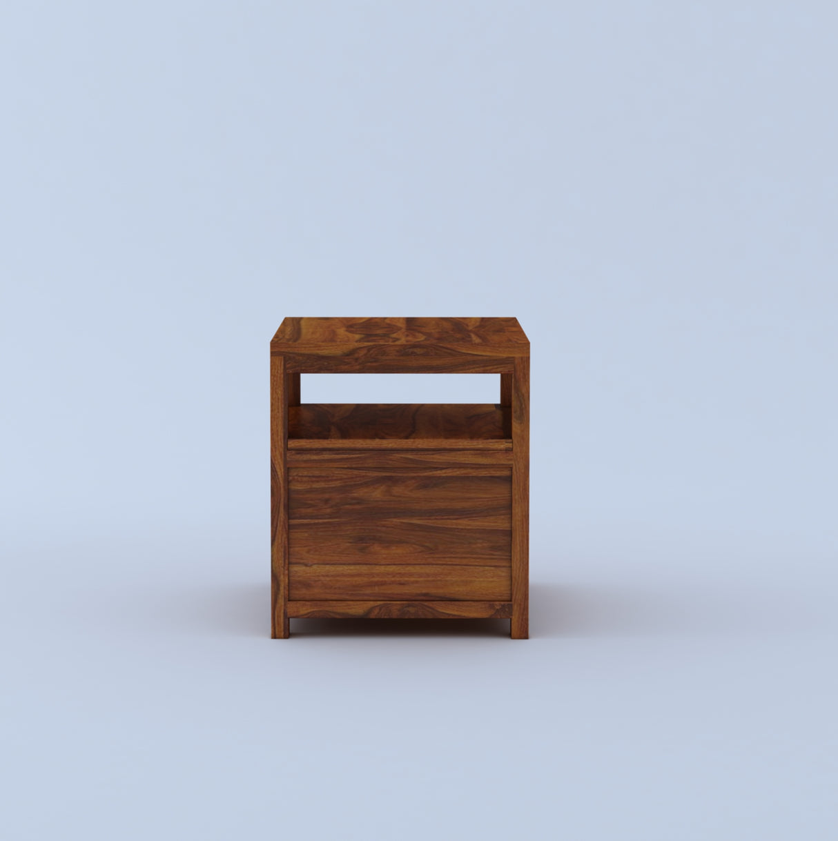 Rayon Solid Sheesham Wood Bedside Table With Two Drawer Storage -3 Years Warranty