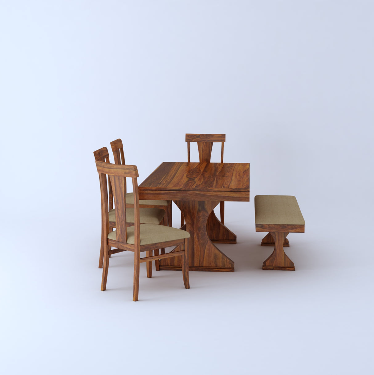 Maron Solid Sheesham Wood 6 Seater Dining Table Set - 3 Years Warranty