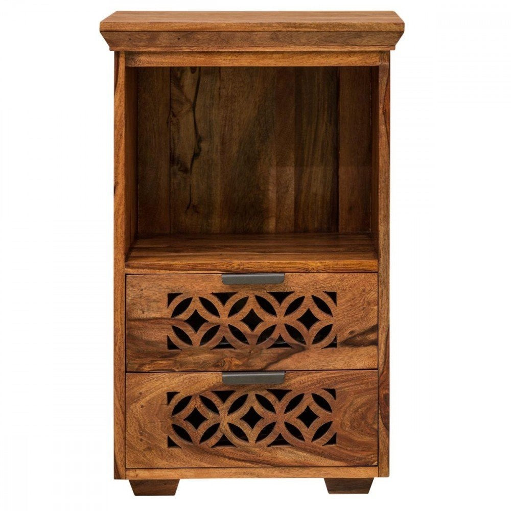 Jodhpur Solid Sheesham Wood Bedside Table  With Storage - 3 Years Warranty