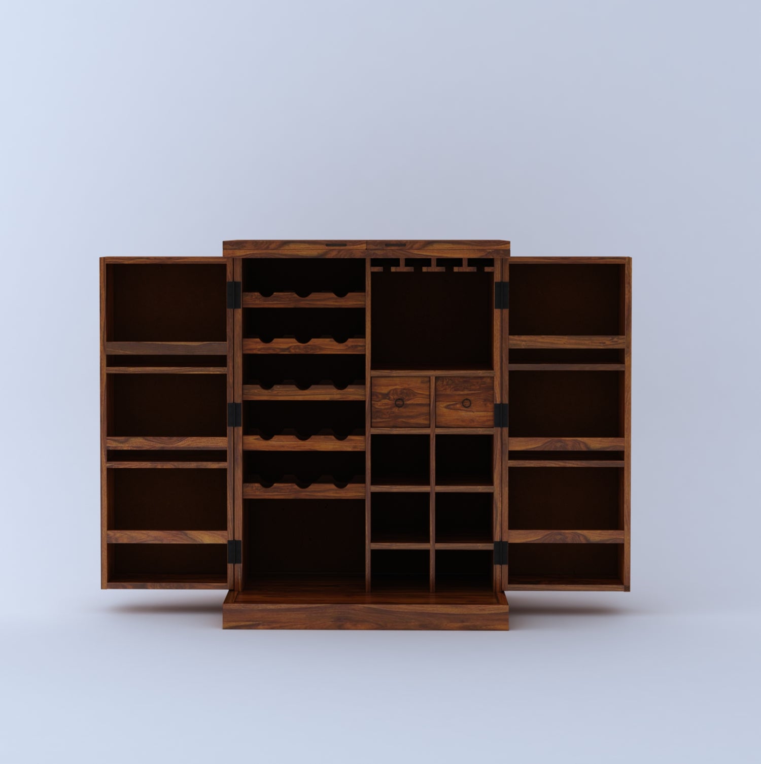 Olso Wine Cabinet in Solid Sheesham Wood - BIG - 3 Years Warranty