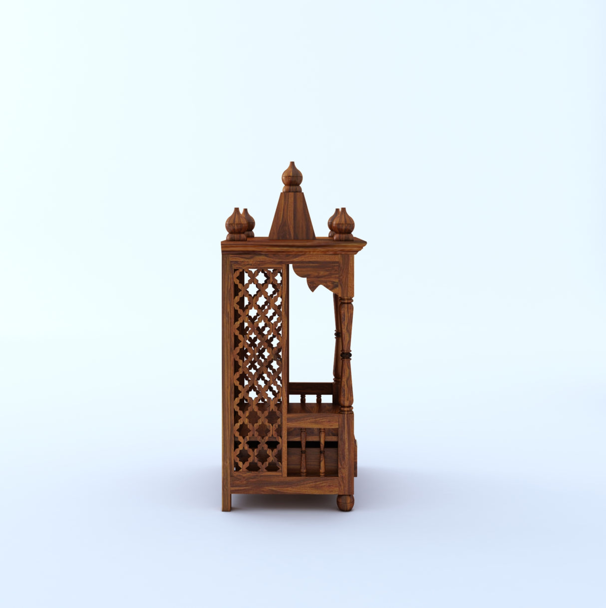 Vinayaka Solid Sheesham Wood Temple/Mandir With One Drawer Storage - 3 Years Warranty