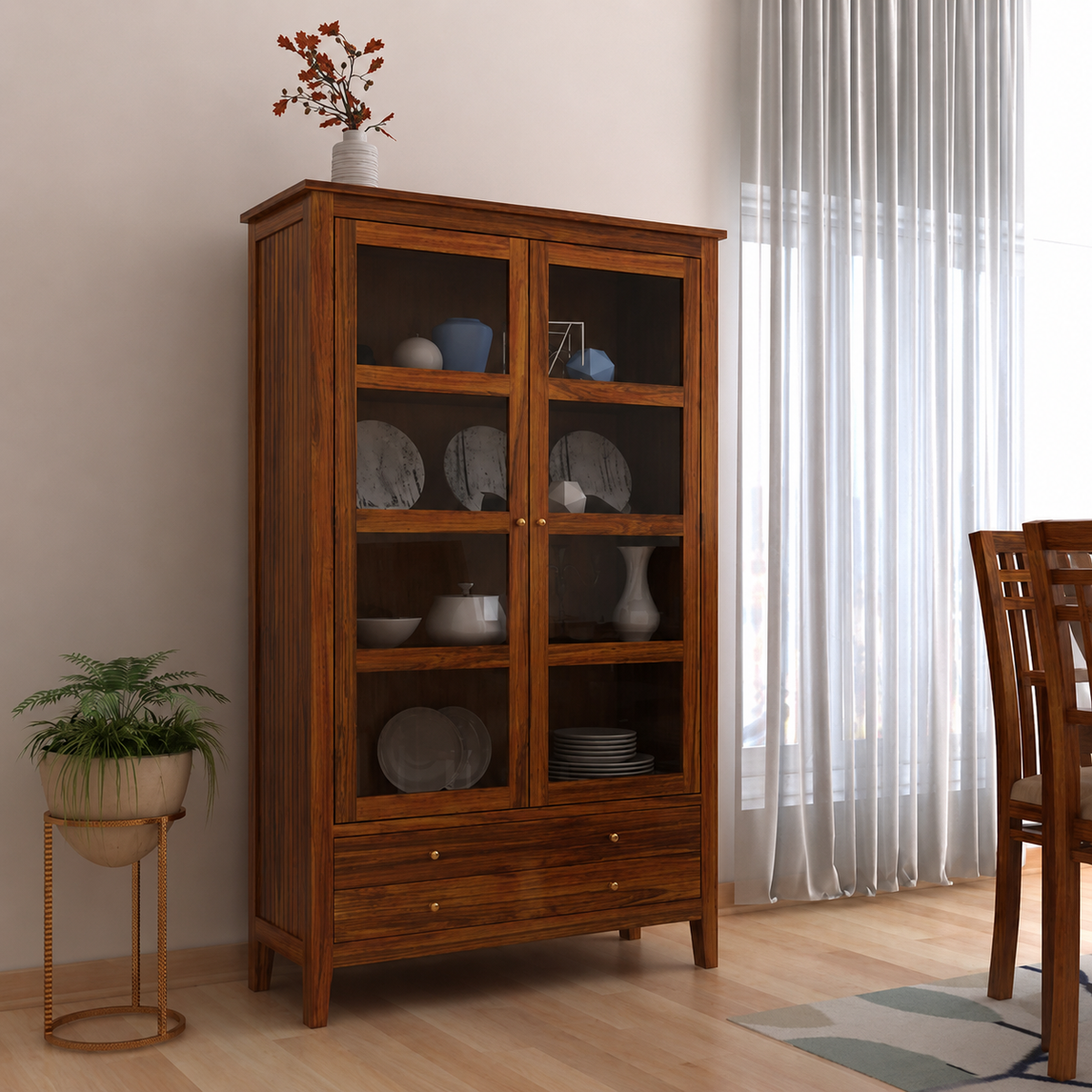 Italian Solid Sheesham Wood Display Unit - 3 Years Warranty