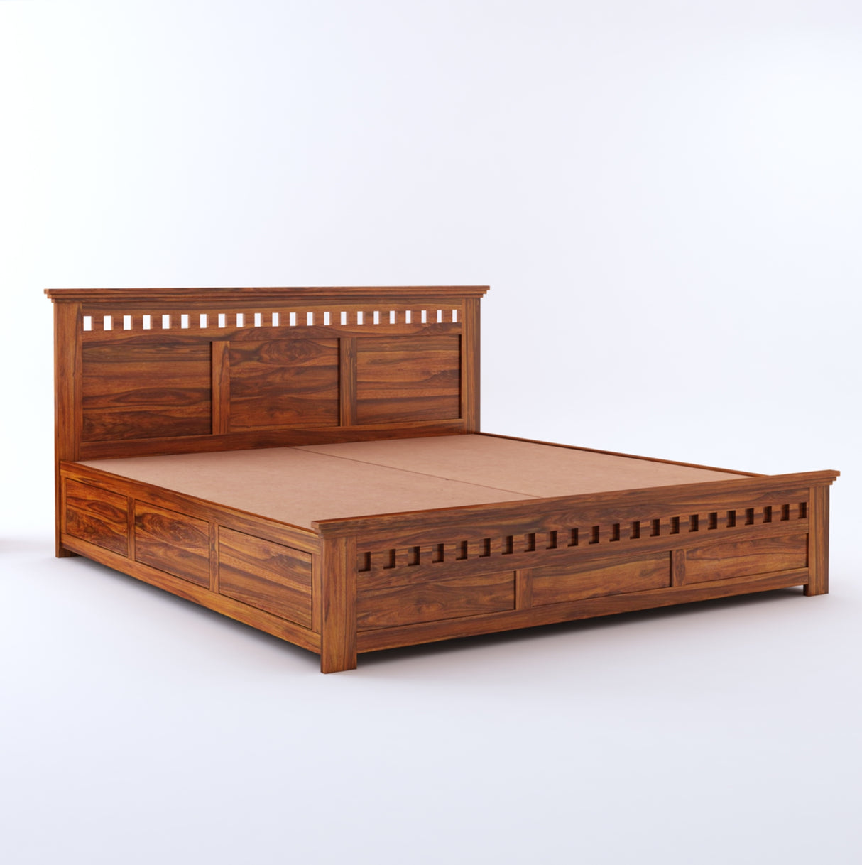 Armania Solid Sheesham Wood Bed With Box Storage - 3 Years Warranty