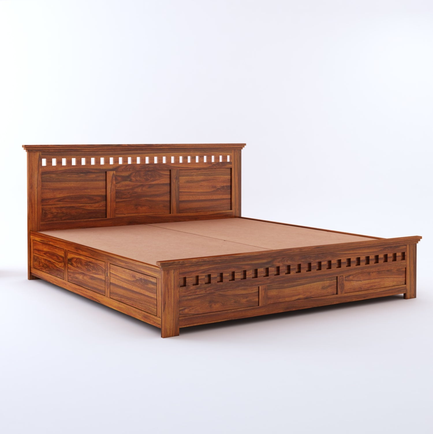 Armania Solid Sheesham Wood Bed With Box Storage - 3 Years Warranty