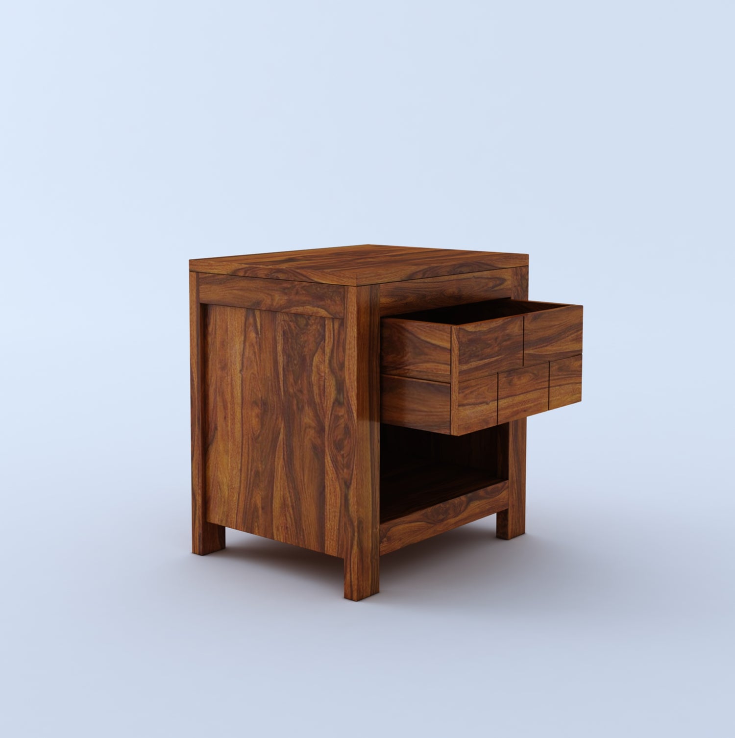 Italian Solid Sheesham Wood Bedside With One Drawer Storage - 3 Years Warranty