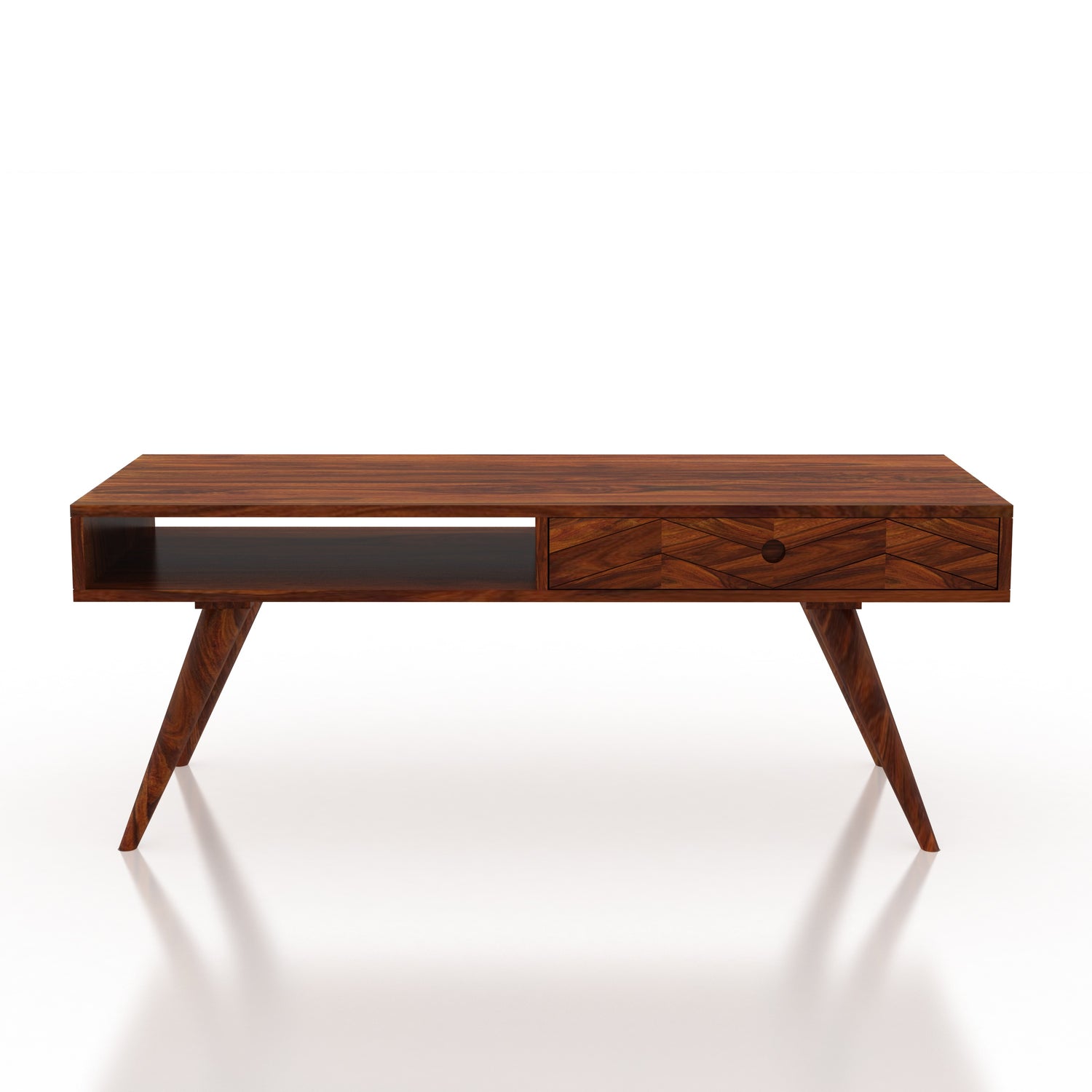 Simon Solid Sheesham Wood Coffee Table With Two Way Drawer Storage - 3 Years Warranty