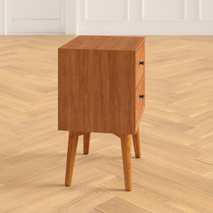 Lucia Solid Sheesham Wood Bedside Table With Two Drawer Storage - 3 Years Warranty
