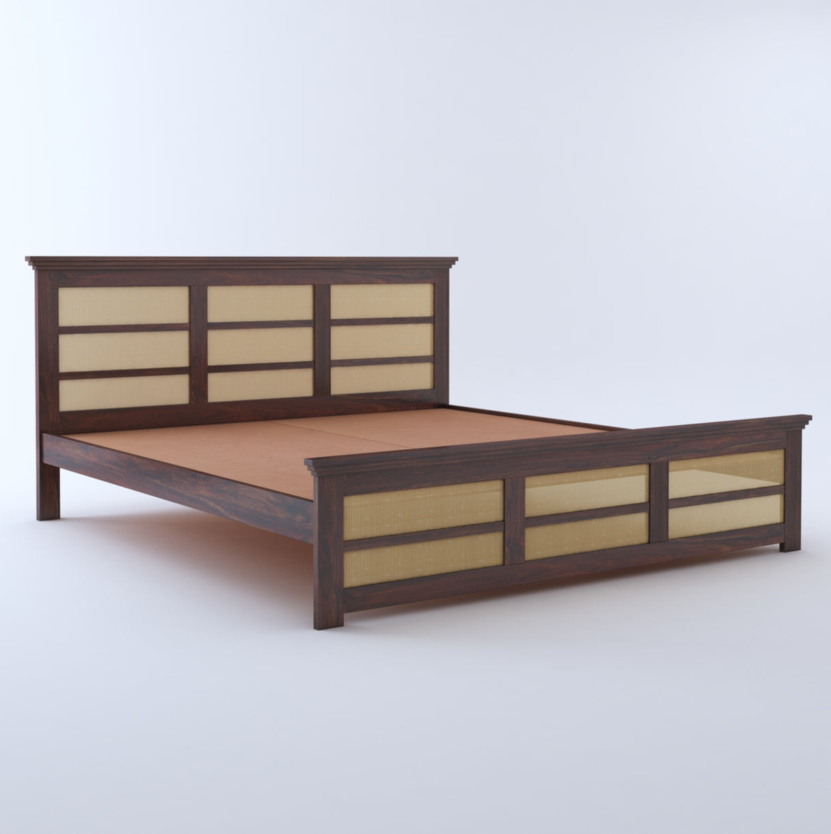 Syrus Solid Sheesham Wood Cane Bed - 3 Years Warranty