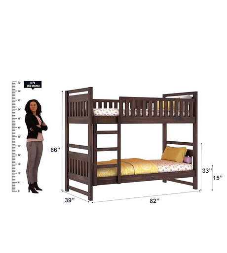 Swift Solid Sheesham Wood Bunk Bed Without Storage - 1 Year Warranty