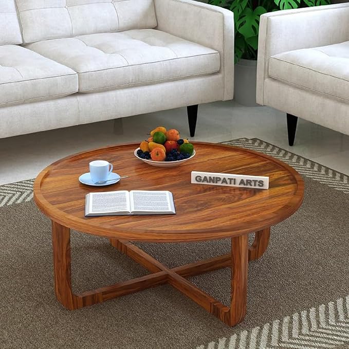 Round Solid Sheesham Wood Coffee Table - 3 years Warranty