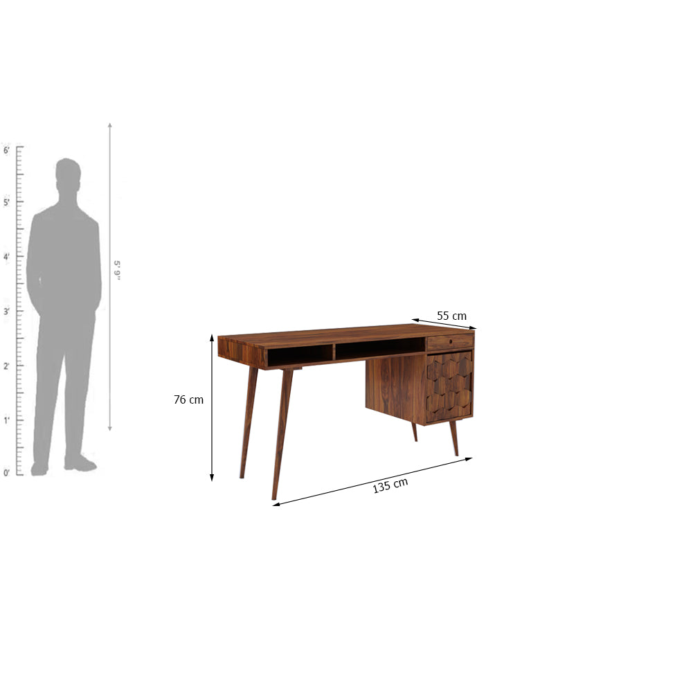 Monte Solid Sheesham Wood Desk and Study Table - 3 Years Warranty
