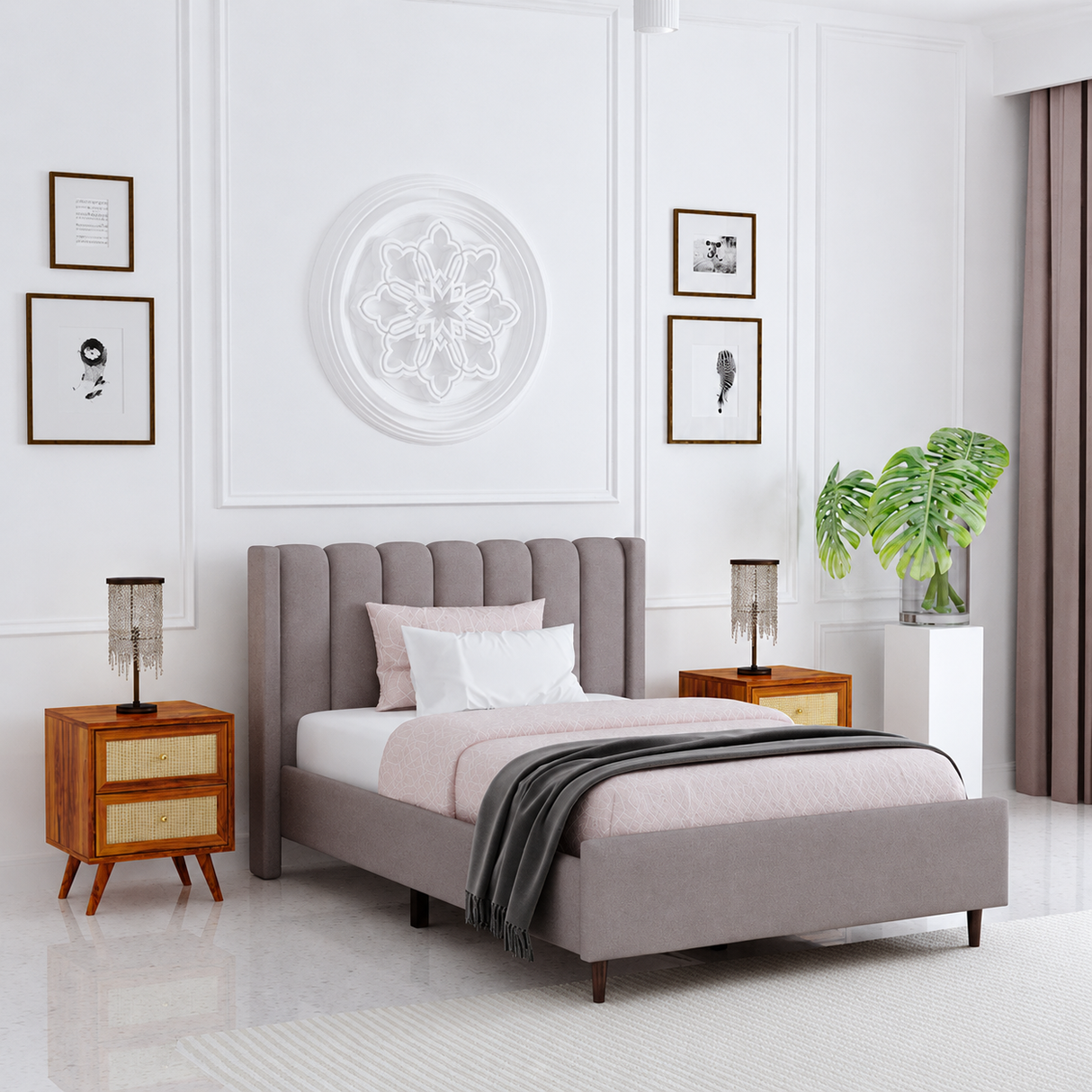 Emperor Single Size Upholstered Bed 4 Feet Without Storage-3 years Warranty(LUXE EDTION)