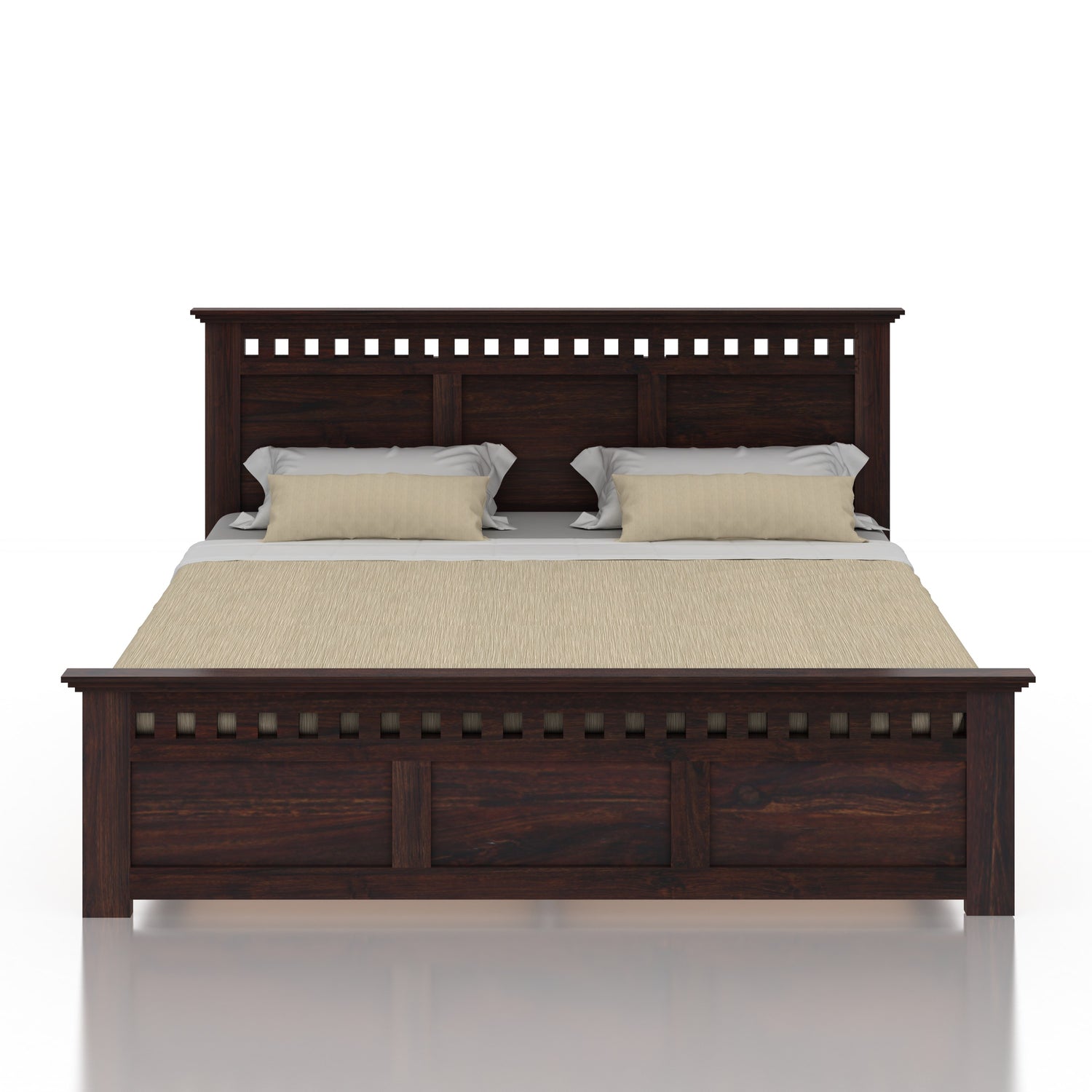 Armania Solid Sheesham Wood Bed Without Storage - 3 Years Warranty