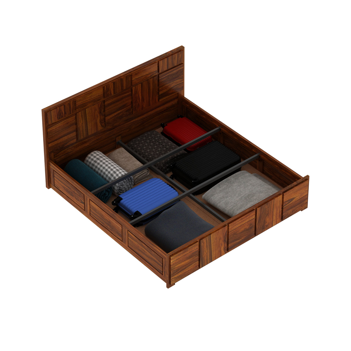 Scott Solid Sheesham Wood Bed With Box Storage - 3 Years Warranty