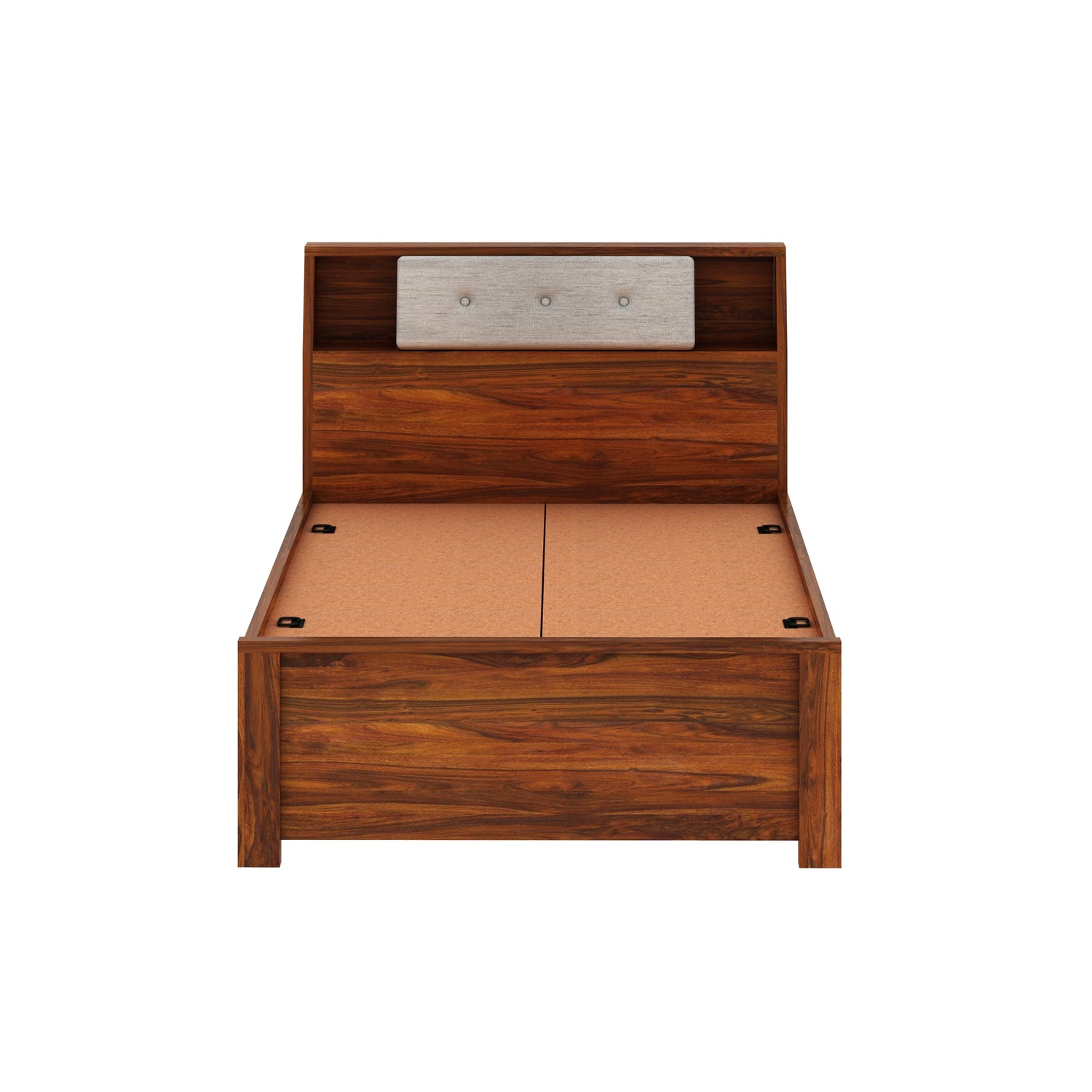 Marine Solid Sheesham Wood 4 Feet Bed With Box Storage(BIG HEADREST)- 3 Years Warranty