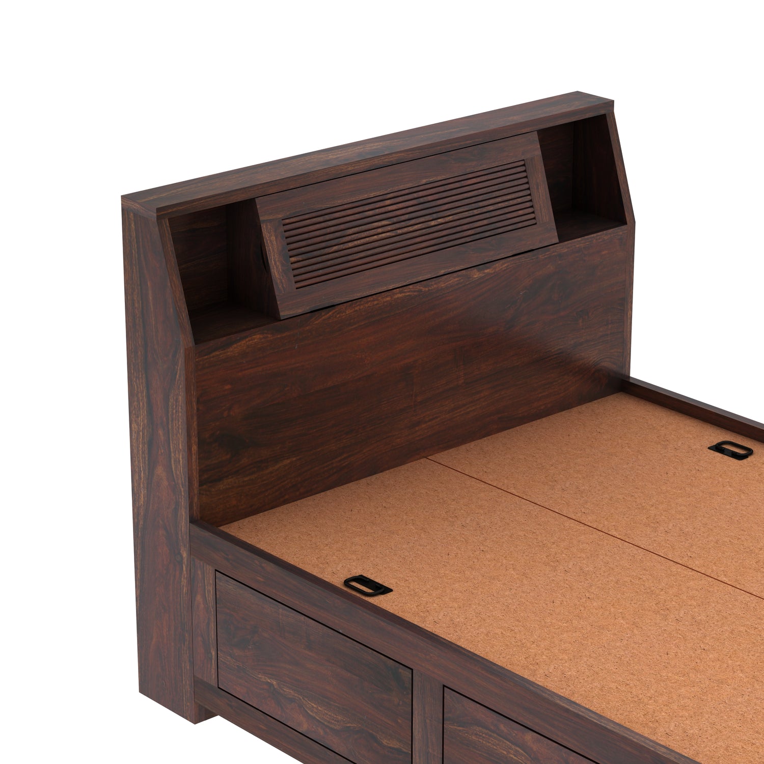 Marine Groove Solid Sheesham Wood 4 Feet Bed With Box Storage(BIG HEADREST)- 3 years Warranty