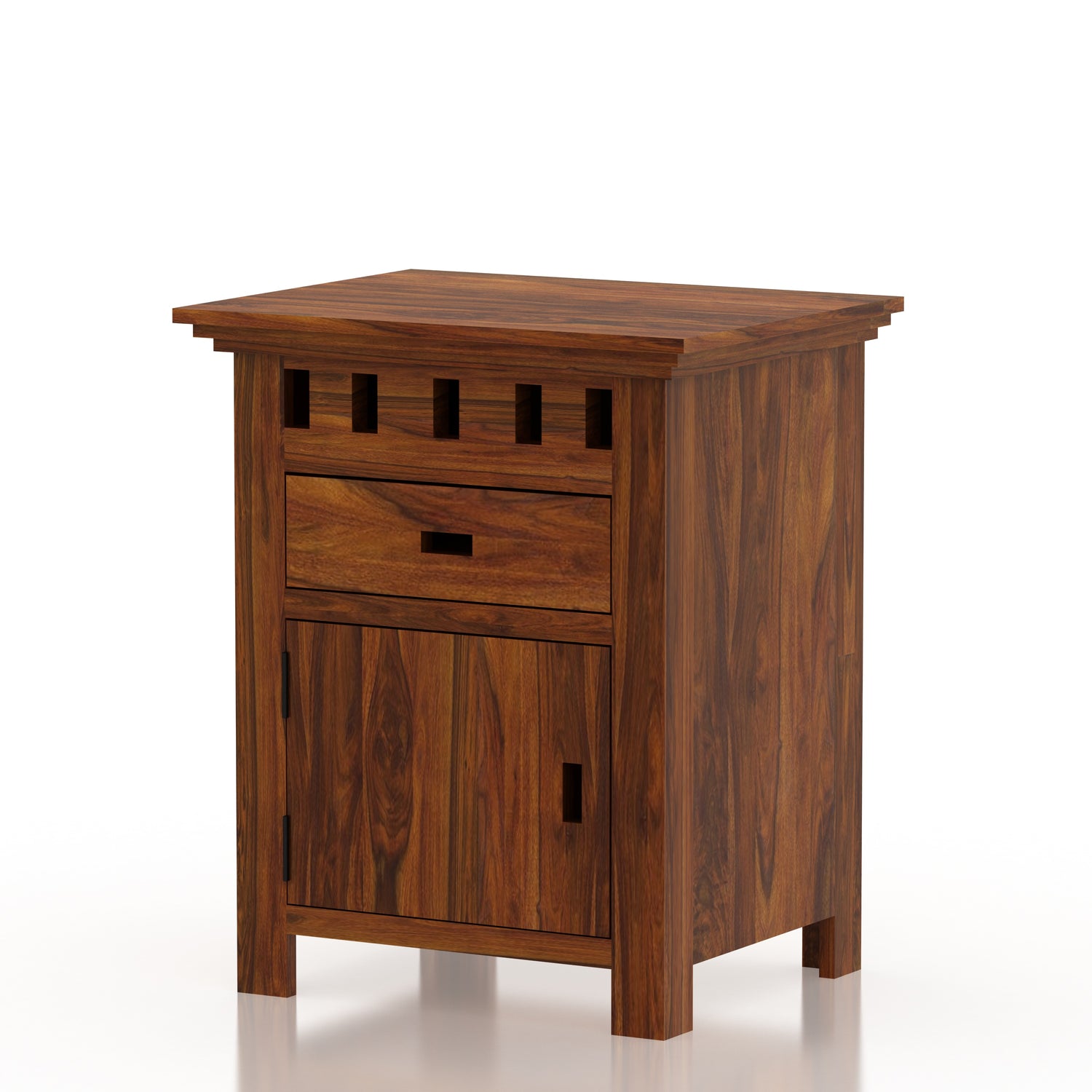 Armania Bedside Table With Storage in Solid Sheesham Wood - 3 Years Warranty