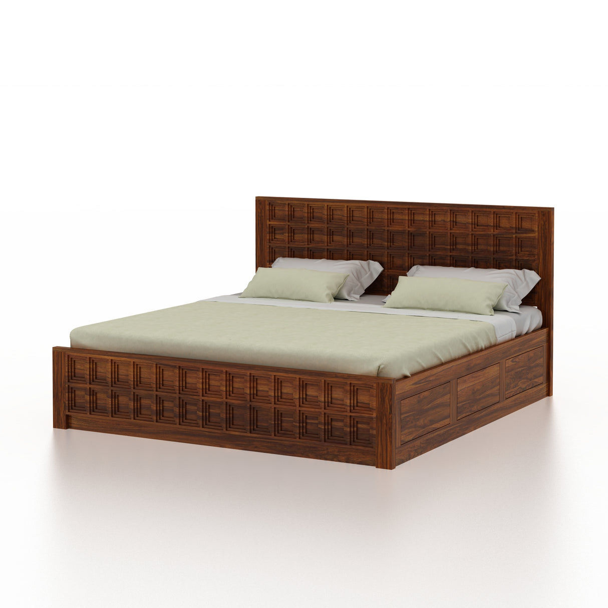 LUXOR Solid Sheesham Wood Box Storage Bed - 3 Years Warranty