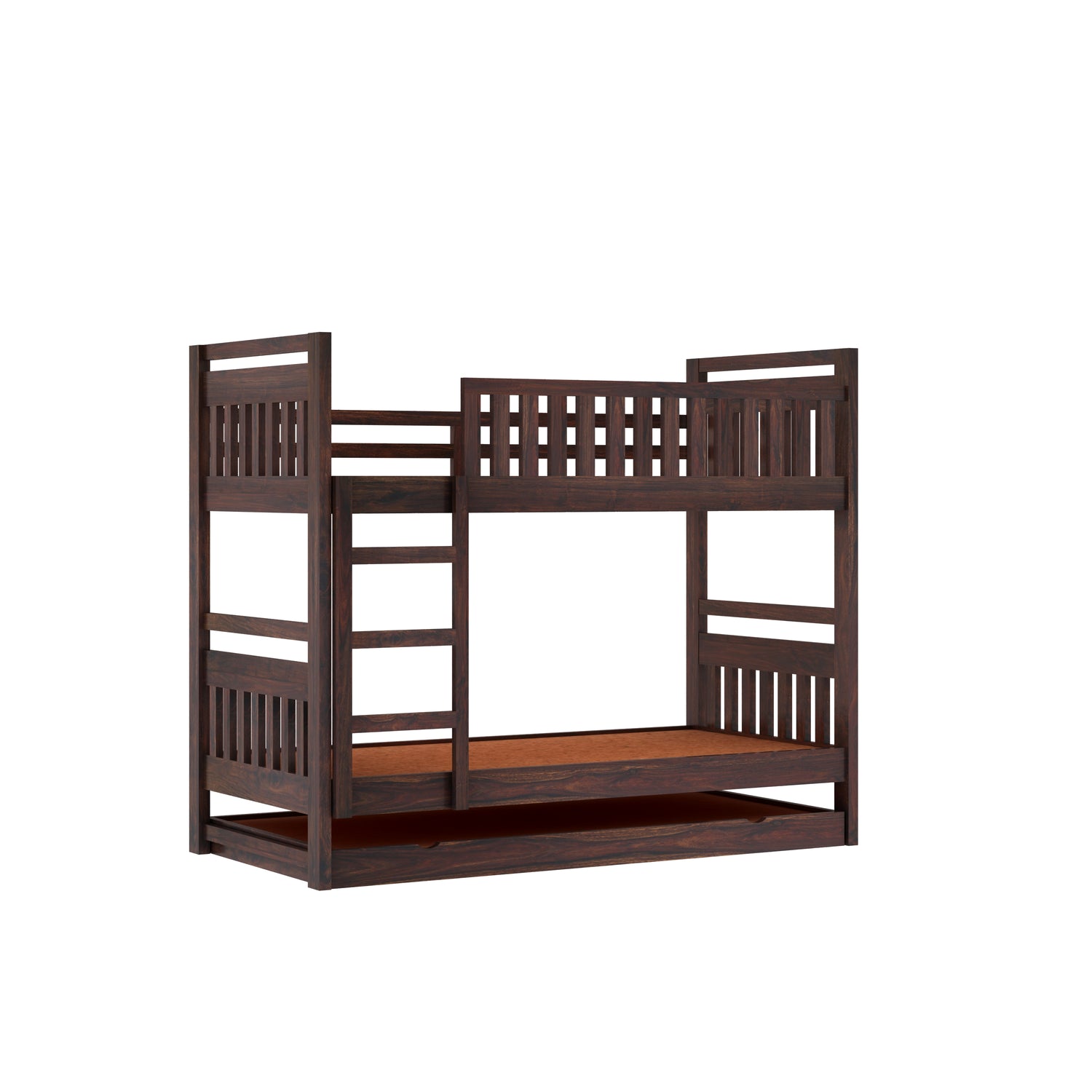 Swift Solid Sheesham Wood Bunk Bed With Ladder & Trundle Bed - 3 years Warranty