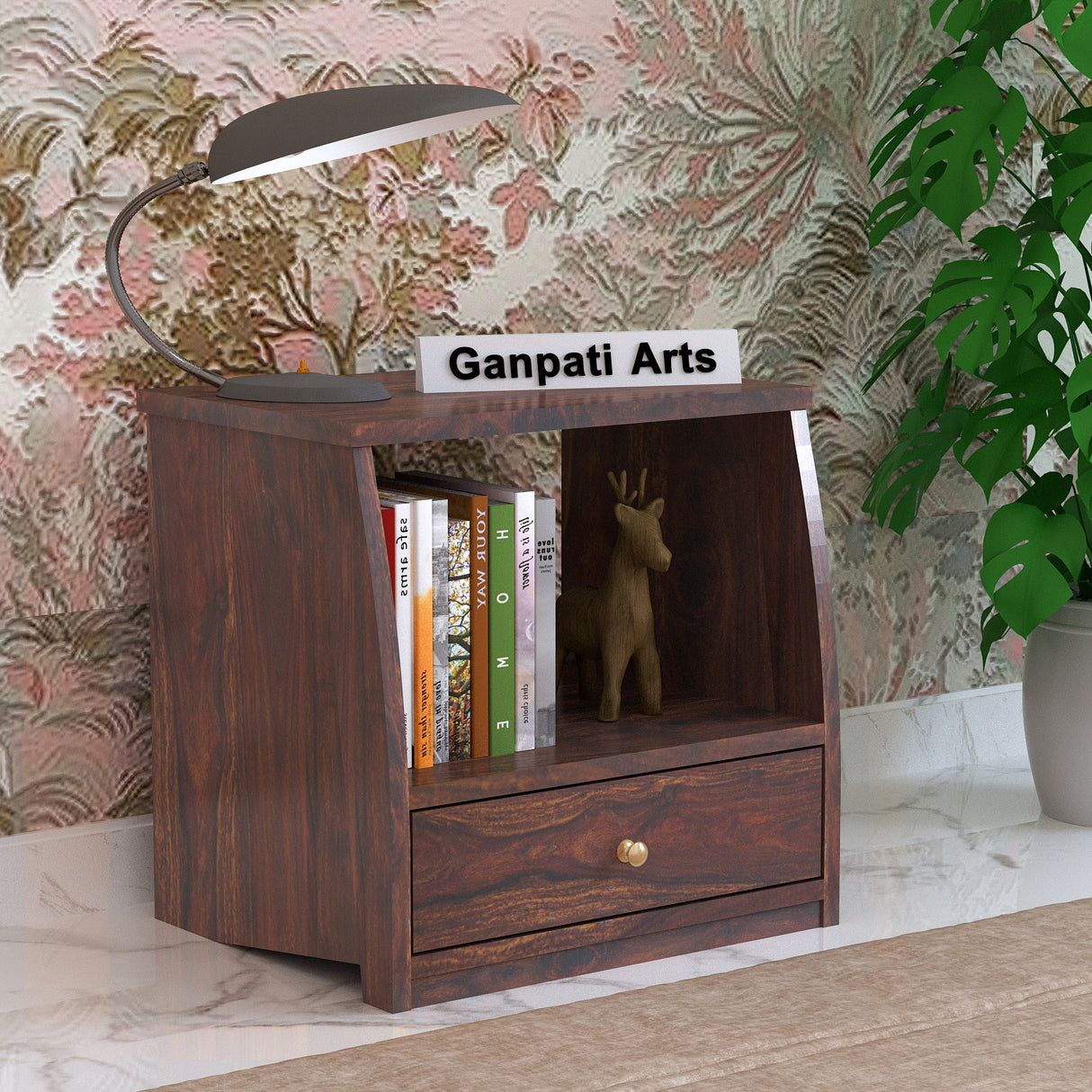 Mayor Solid Sheesham Wood  Bedside Table With One Drawer - 3 Years Warranty