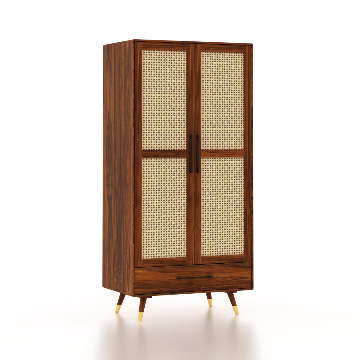 Riverton Solid Sheesham Wood Wardrobe With Two Doors and Drawer - 3-Year Warranty