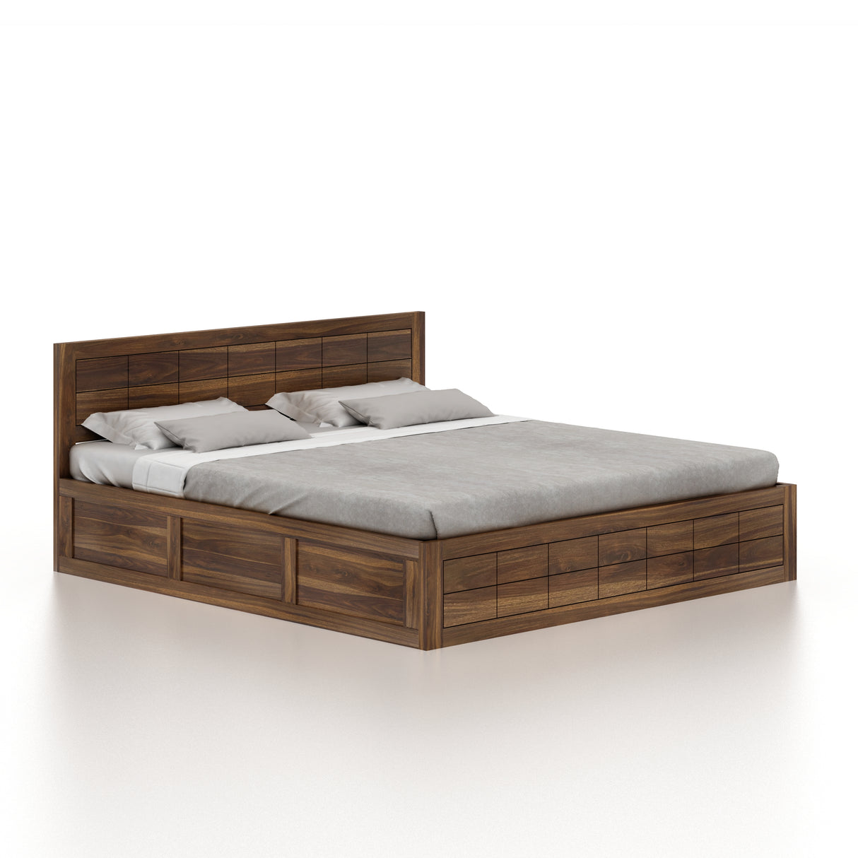 SKYLER Solid Sheesham Wood Box Storage Bed - 3 years Warranty