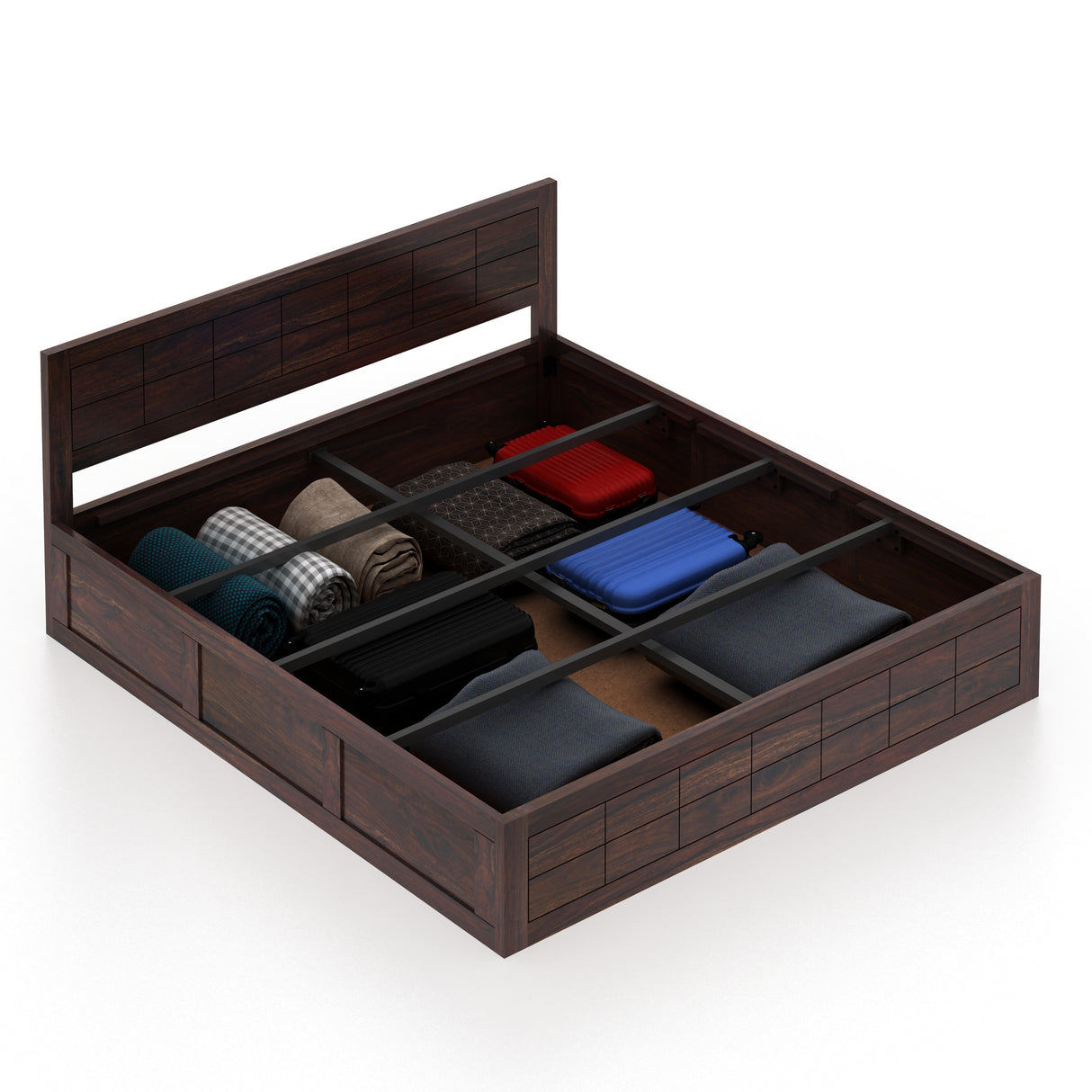 SKYLER Solid Sheesham Wood Box Storage Bed - 3 years Warranty