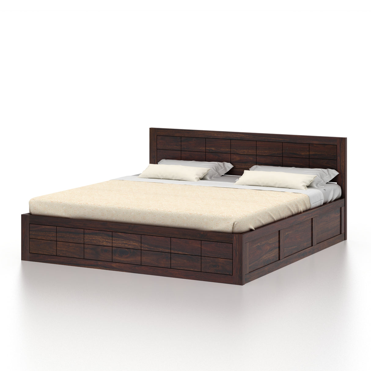 SKYLER Solid Sheesham Wood Hydraulic Storage Bed - 3 years Warranty