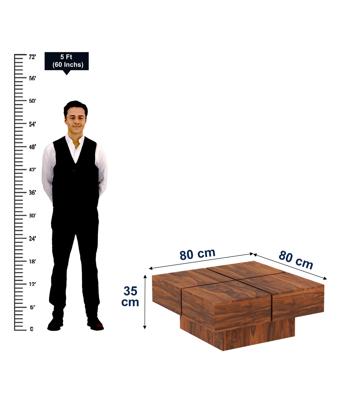 Mayor Solid Sheesham Wood Coffee Table - 3 Years Warranty